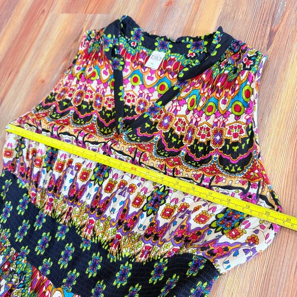 Bila Women XL Maxi Dress Multicolor Boho Paisley Smocked Waist Sharkbite Hem - Picture 10 of 10